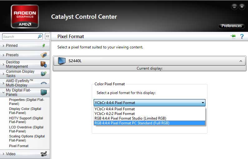 Настройка параметров - Catalyst Control Center