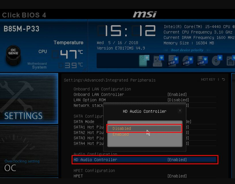 MSI UEFI - HD Audio Controller