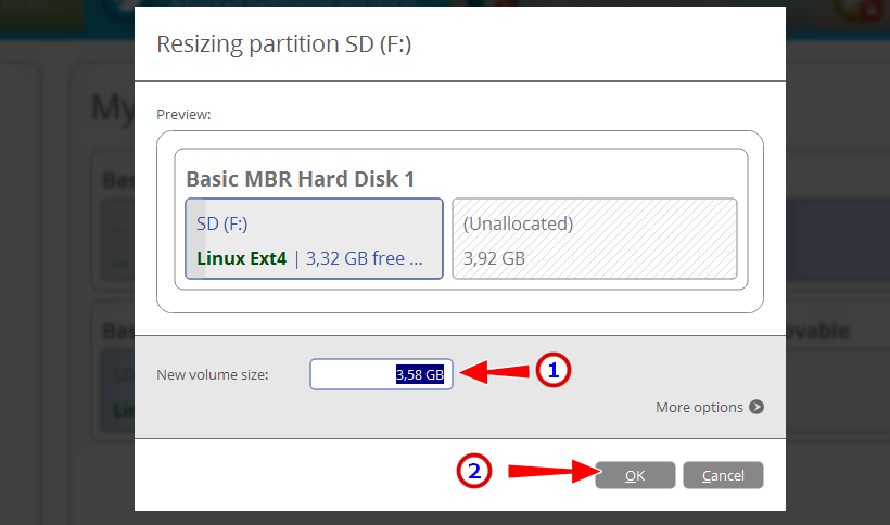 Paragon Hard Disk Manager - создание раздела на SD-карте