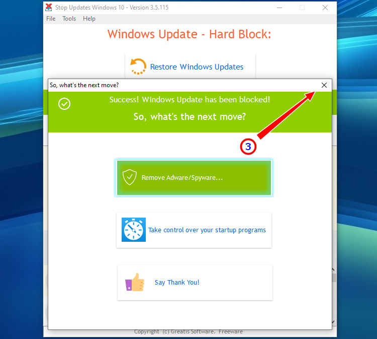 Отключить обновления Windows 10 с помощью StopUpdates10