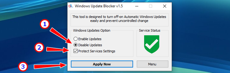 Отключить обновления Windows 10 с помощью Windows Update Blocker