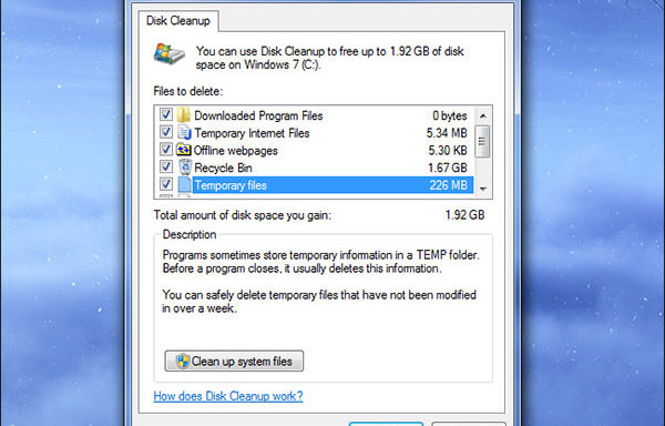 Утилита Очистка диска в Windows 7